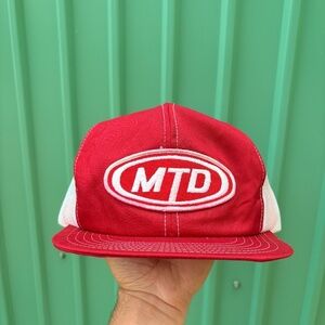 vintage MTD Parts Canada Trucker hat Victory Caps 1990 snapback red white mesh